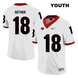 Youth Georgia Bulldogs NCAA #18 Brett Seither Nike Stitched White Legend Authentic College Football Jersey PDP1554MQ
